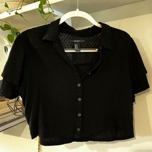 Flowy Lightweight Button-up Crop